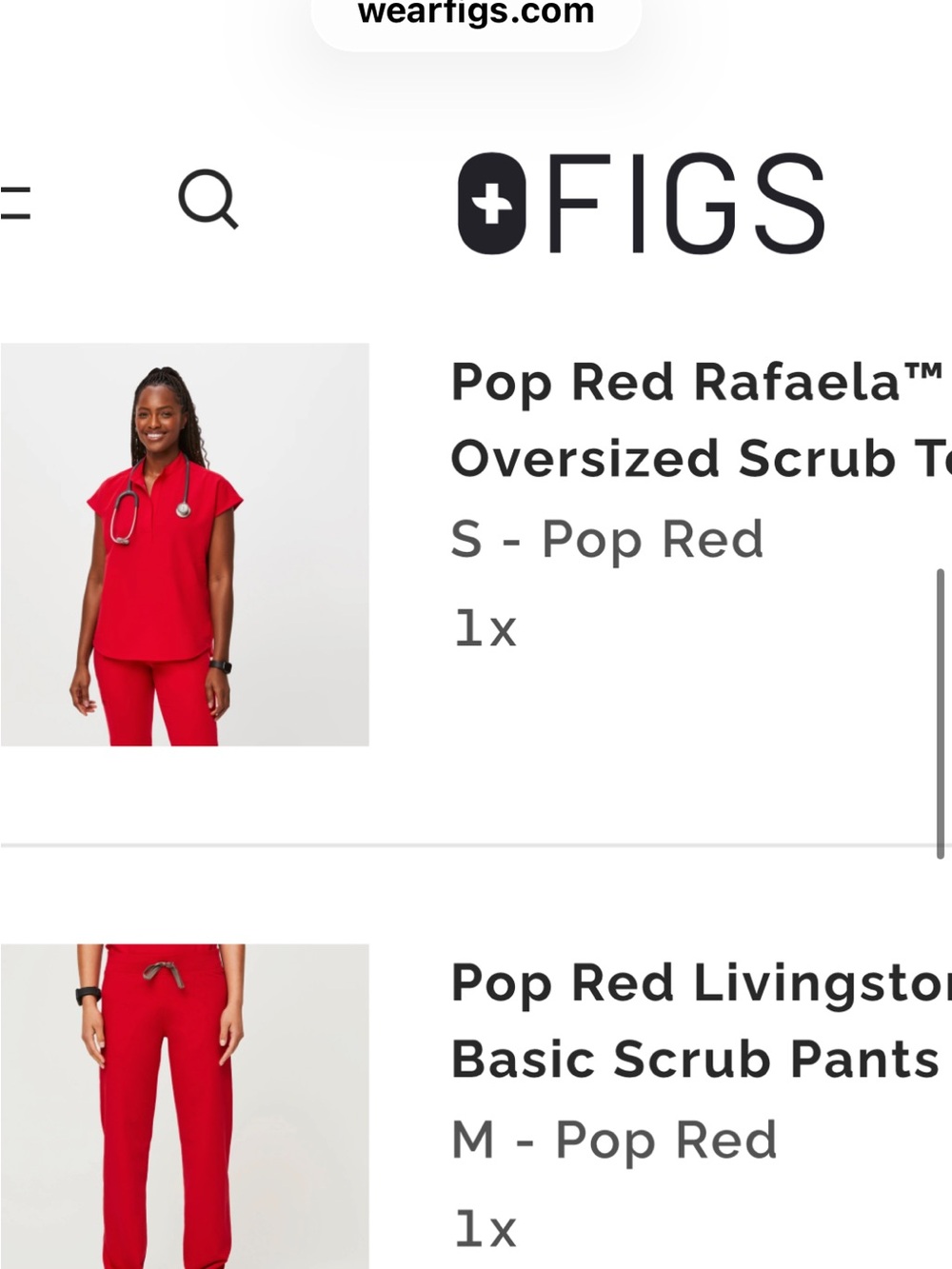 Figs Vivid Red Medical Scrub Top